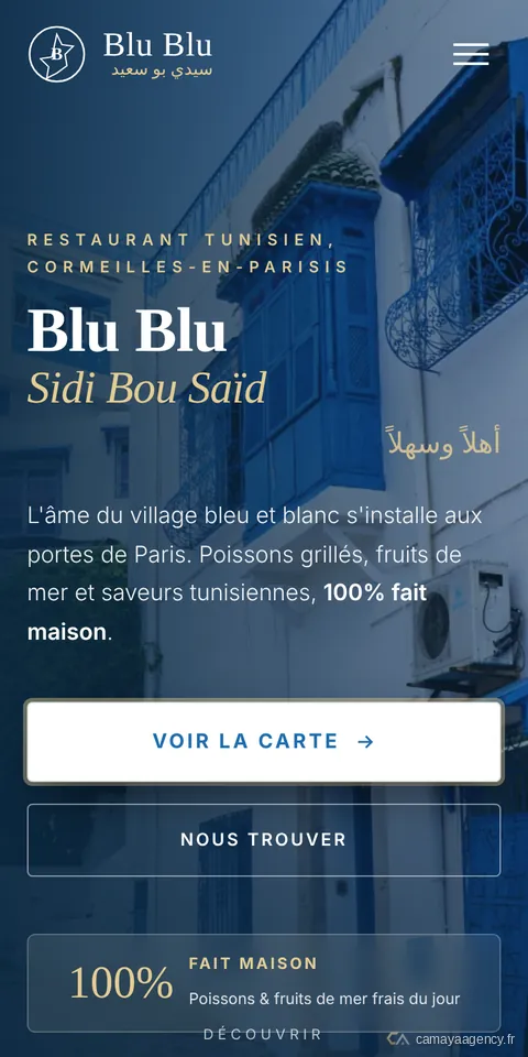 Le site Blu Blu Sidi Bou Paris sur téléphone