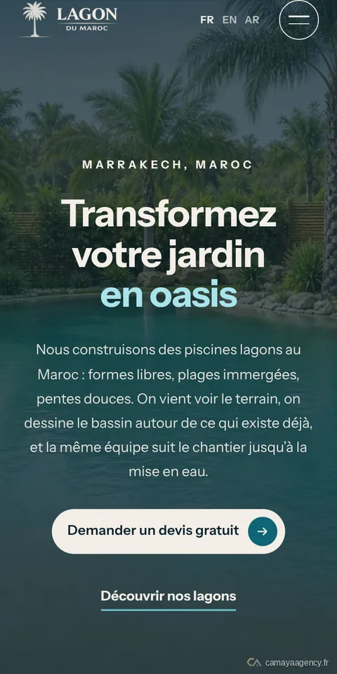 Le site Piscine Lagon Maroc sur téléphone