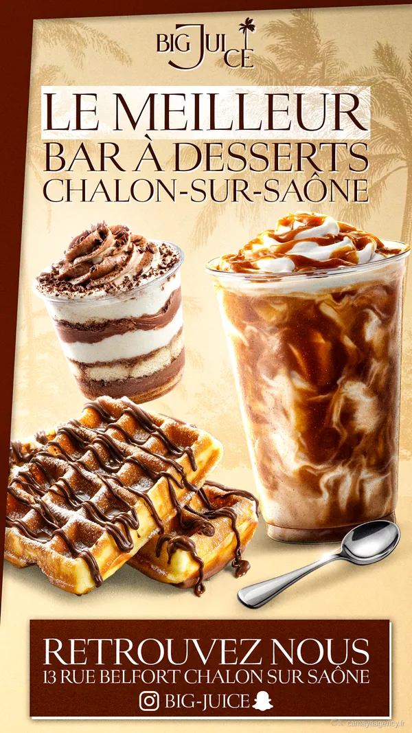 Affiche « Le meilleur bar à desserts », réalisé par Camaya pour Big Juice