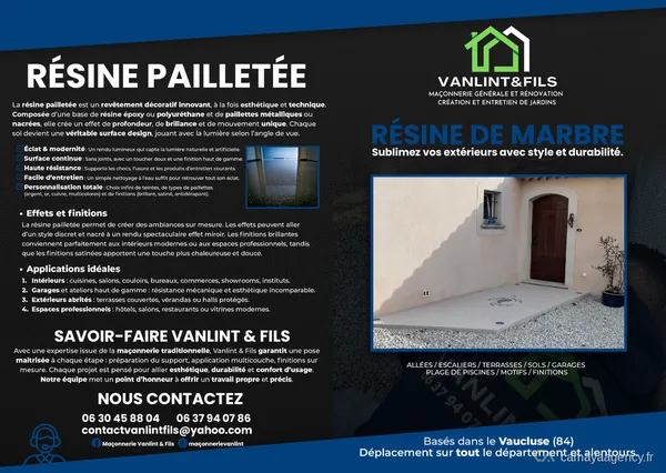 Dépliant trois volets, côté extérieur, réalisé par Camaya pour Vanlint & Fils